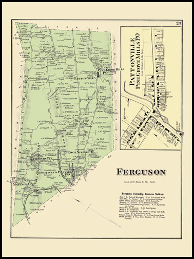 Furguson Townhip,Pattonville,Pine Grove Mills,Gatesburg,Rocks Spring,Pennsylvania Furnace,Marengo City