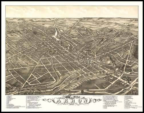 Akron 1882 (Middlebury) Panoramic Drawing