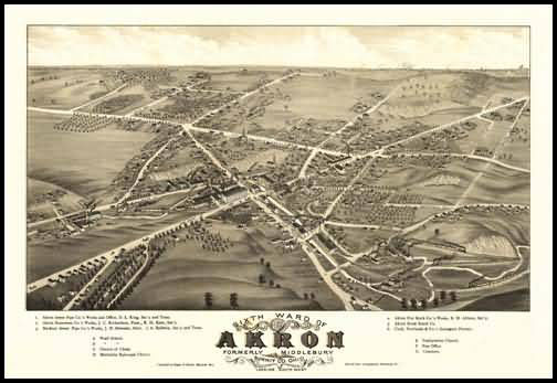 Akron 1882 Panoramic Drawing