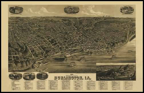 Burlington 1889 Panoramic Drawing