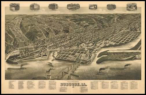 Dubueque 1889 Panoramic Drawing