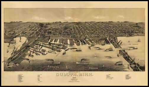 Duluth 1887 Panoramic Drawing