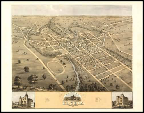 Elyria 1868 Panoramic Drawing