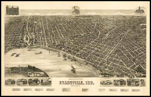 Evansville 1888 Panoramic Drawing