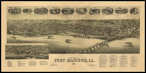 Fort Madison 1889 Panoramic Drawing