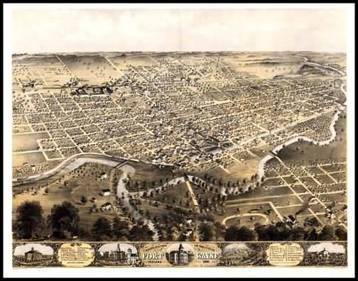 Fort Wayne 1868 Panoramic Drawing