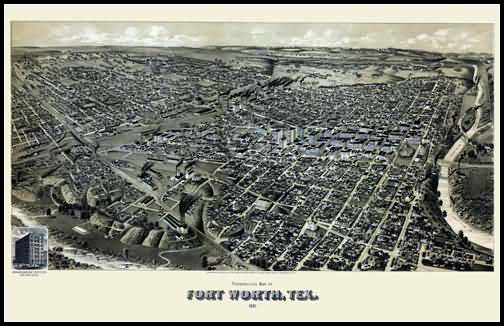 Fort Worth 1891 Panoramic Drawing
