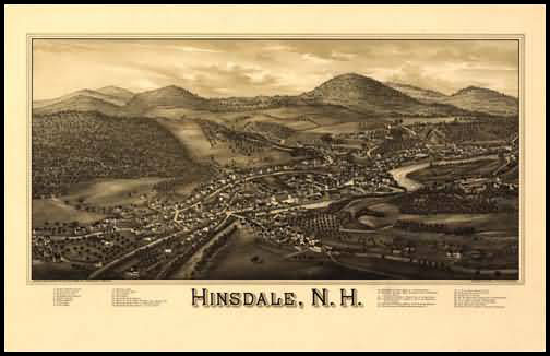 Hinsdale 1886 Panoramic Drawing