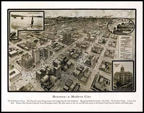 Houston 1912 Panoramic Drawing