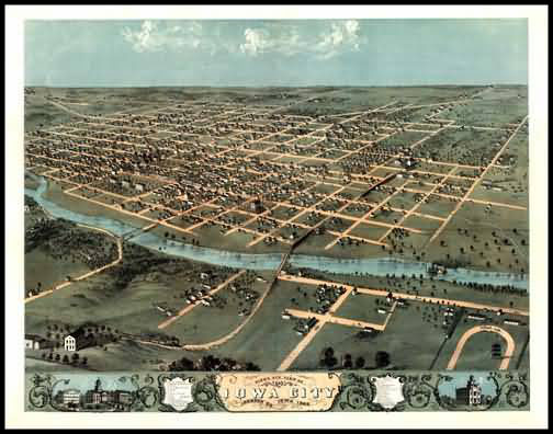 Iowa City 1868 Panoramic Drawing