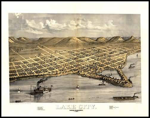 Lake City 1867 Panoramic Drawing