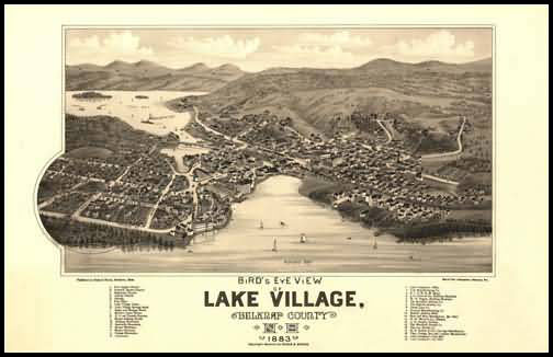 Lake Village 1883 Panoramic Drawing