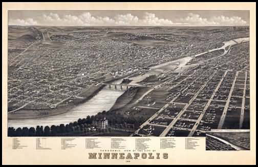 Minneapolis 1879 Panoramic Drawing