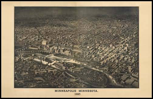 Minneapolis 1885 Panoramic Drawing