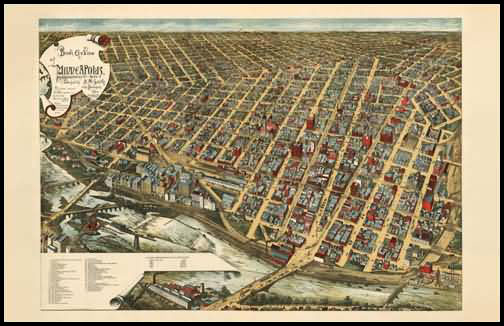 Minneapolis 1891 Panoramic Drawing