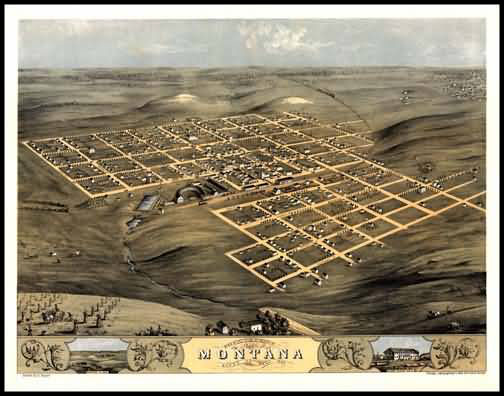 Montana 1868 Panoramic Drawing
