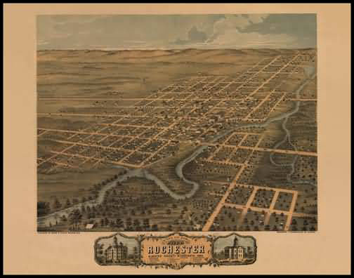 Rochester 1869 Panoramic Drawing