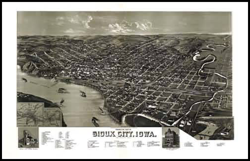 Sioux City 1888 Panoramic Drawing