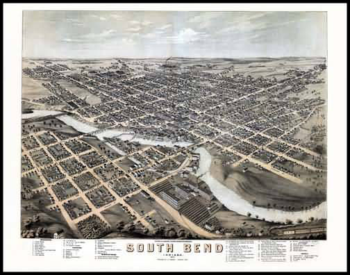 South Bend 1874 Panoramic Drawing