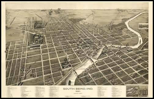 South Bend 1890 Panoramic Drawing