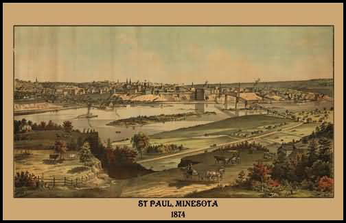 St. Paul 1874 Panoramic Drawing