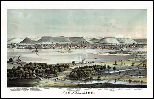 Winona 1874 Panoramic Drawing