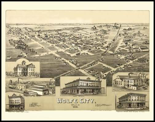 Wolfe City 1891 Panoramic Drawing